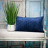 Navy Blue Tufted Velvet Quilted Lumbar Throw Pillow